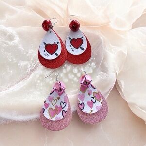 🆕 Spread the Love Faux Leather Earrings with Bells